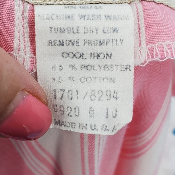 Vintage Rhodes Collection pink and white candy-striped day dress early 80s style - Picture 2 of 13